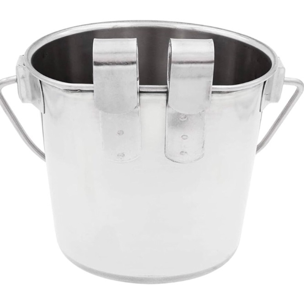 Flat Sided Pail with Dual Hooks, Snugly Fit On Dog, Cat